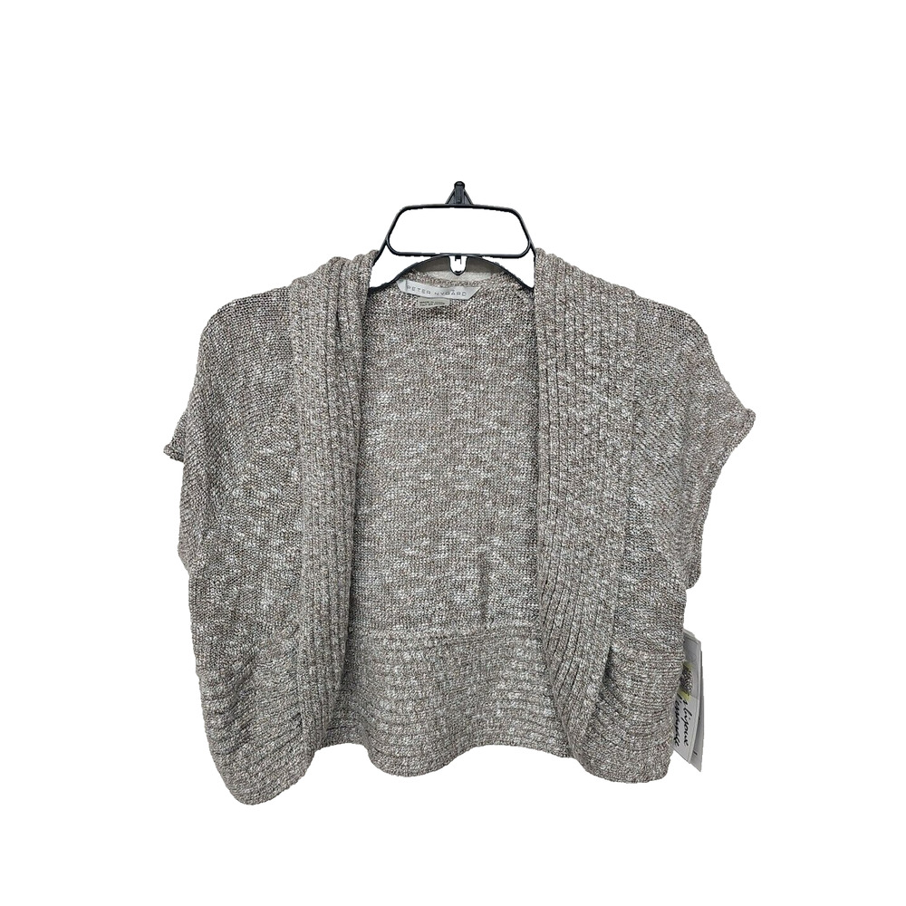 Peter Nygard Sweater Vest Womens Medium Petite Woven Open Front Ribbed Casual